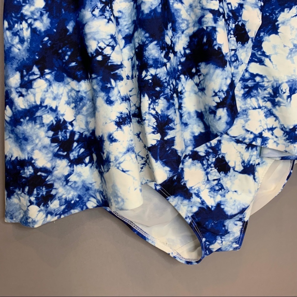 Torrid Tie Dye Blue White Skirted One Piece, M 10 - Picture 7 of 8